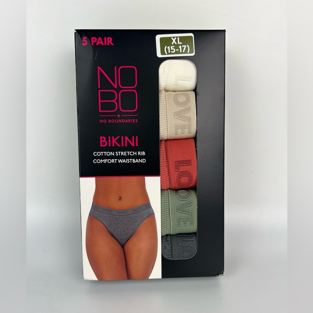 No Boundaries Women's Cotton Stretch Bikini Underwear Size XL (15-17) 5 Pair New